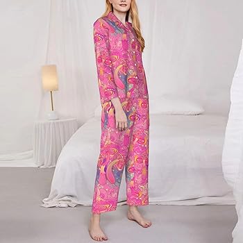 Generic Womens Pajama Set Long Sleeve Button Up Shirt And