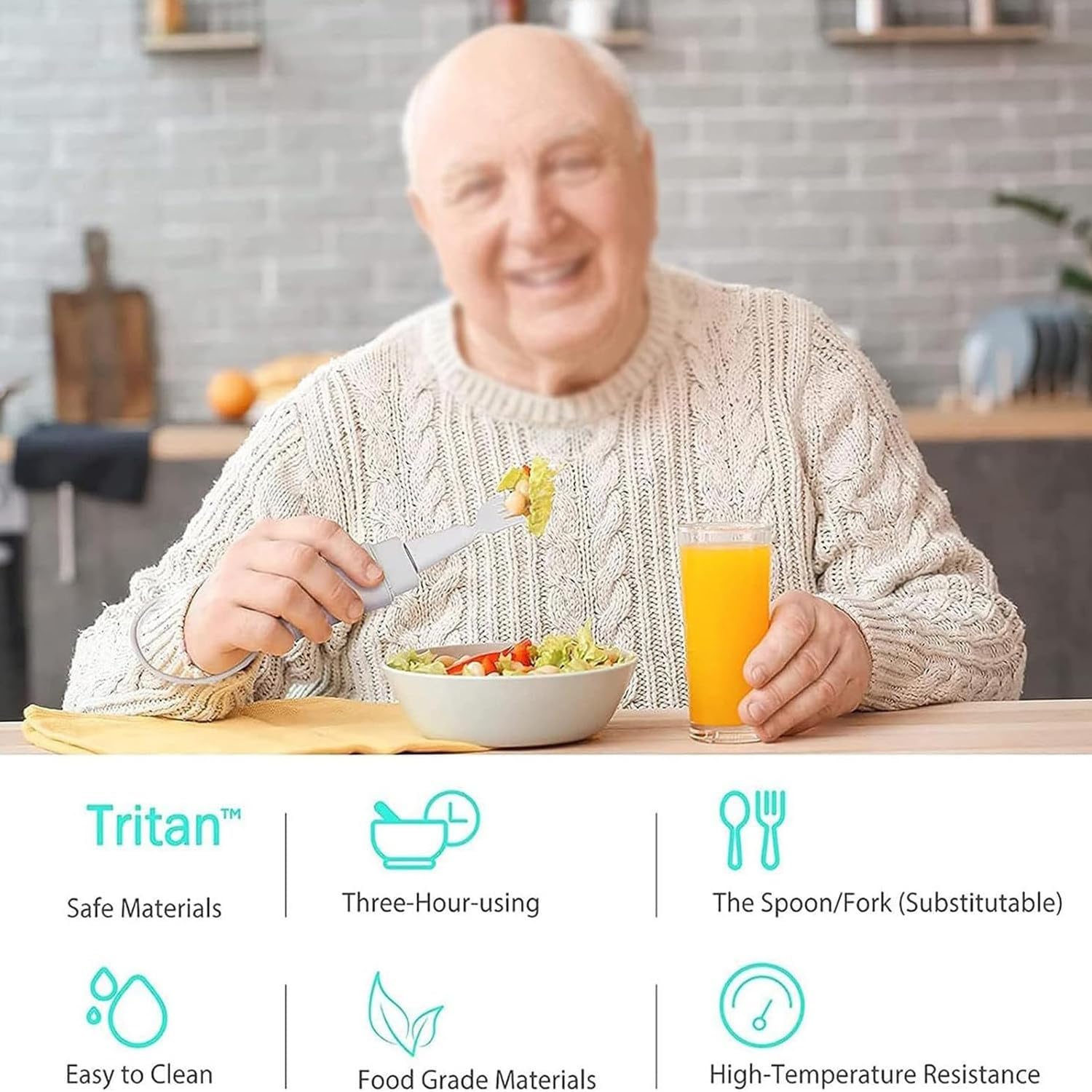 Cucchiaio Ricaricabile di Parkinson per Tremori alle Mani, Posate di Aiuto per L'artrite, Kit di Sollevamento Intelligente Autostabilizzante Automatico del Cucchiaio