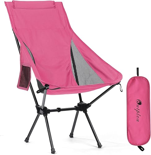 Silla de camping portátil de respaldo alto, fácil de montar, sillas deportivas plegables para adultos, soporta 265 libras, sillas de césped al aire