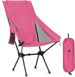 Pink Foldable Lightweight High Back Camping Chair for Women, Portable Co...