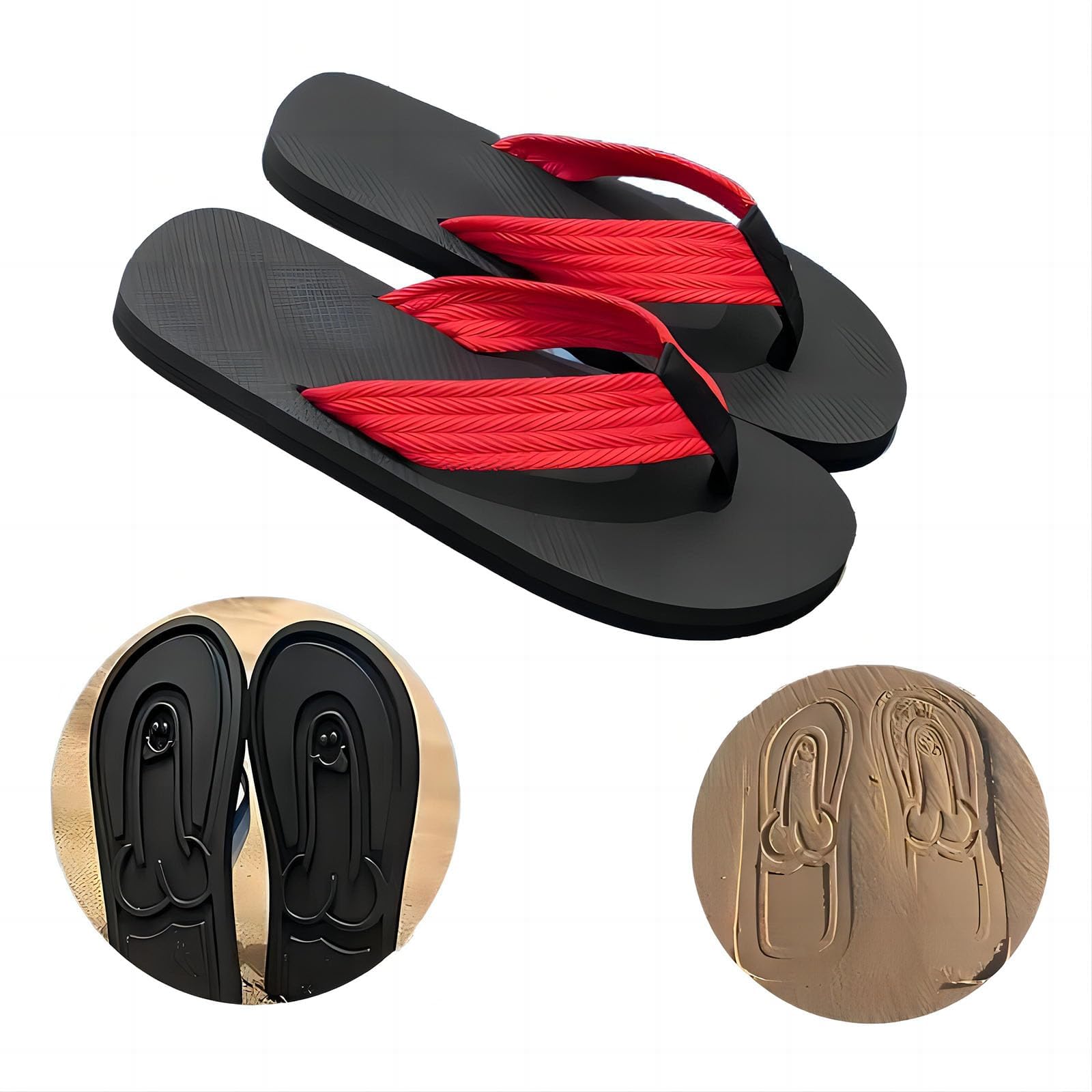 Hidden Penis Flops, Parody Creative Penis Slippers, Spoof Beach Flip Flops, Summer Beach Comfort Non Slip Sandal, Quick-Dry Men's Beach Sandals, Novelty Penis Flip Flops (Red,6) — image 1