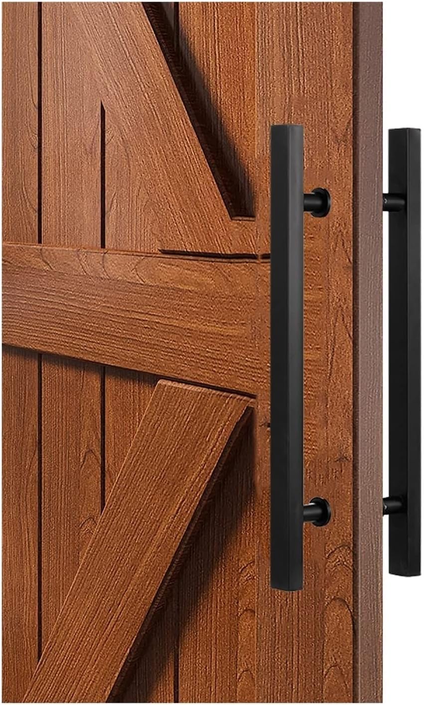Poignée de porte push pull extérieure noire mate en verre 50 cm