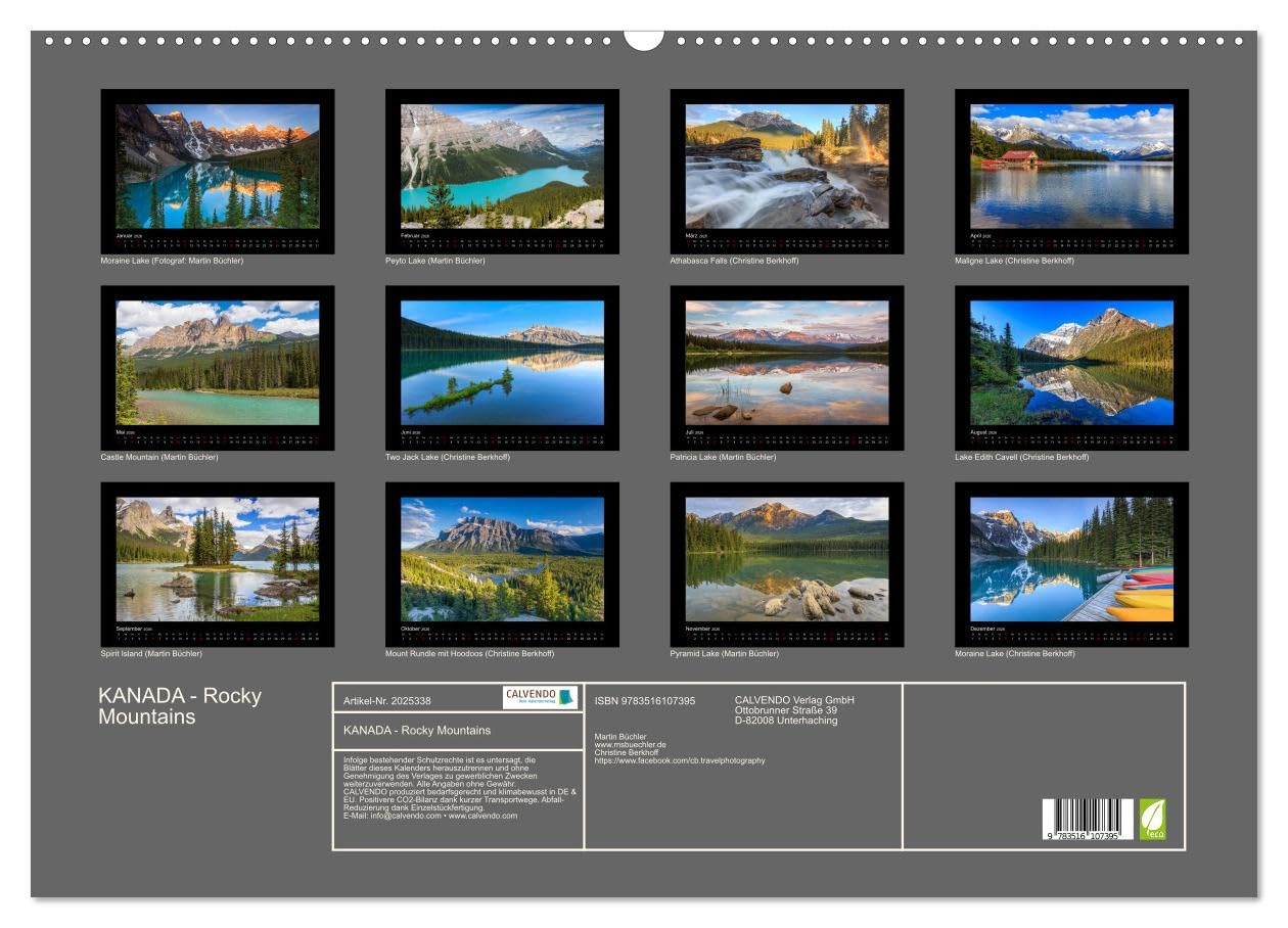 KANADA - Rocky Mountains (Wandkalender 2026 DIN A2 quer), CALVENDO Monatskalender: Bilderreise durch eine faszinierende Bergwelt (CALVENDO Natur)
