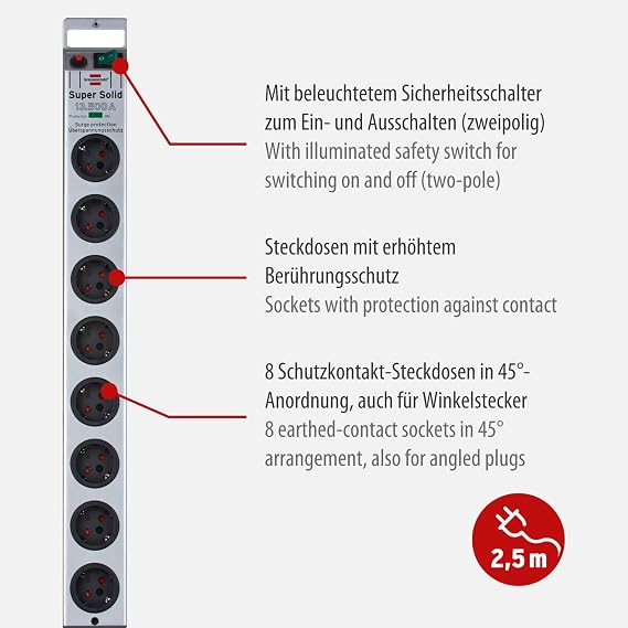 Brennenstuhl Super-Solid surge protection 13.500 A 8Li Priz Gümüş