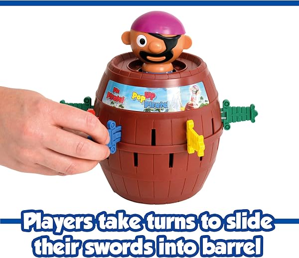 TOMY Pop Up Pirate Classic Children's Action Board Game, Family and Preschool Kids Game for Children 4, 5, 6, 7, 8 Year Old Boys Girls Adults,Packaging may vary, Wood - Choc Brown - 4