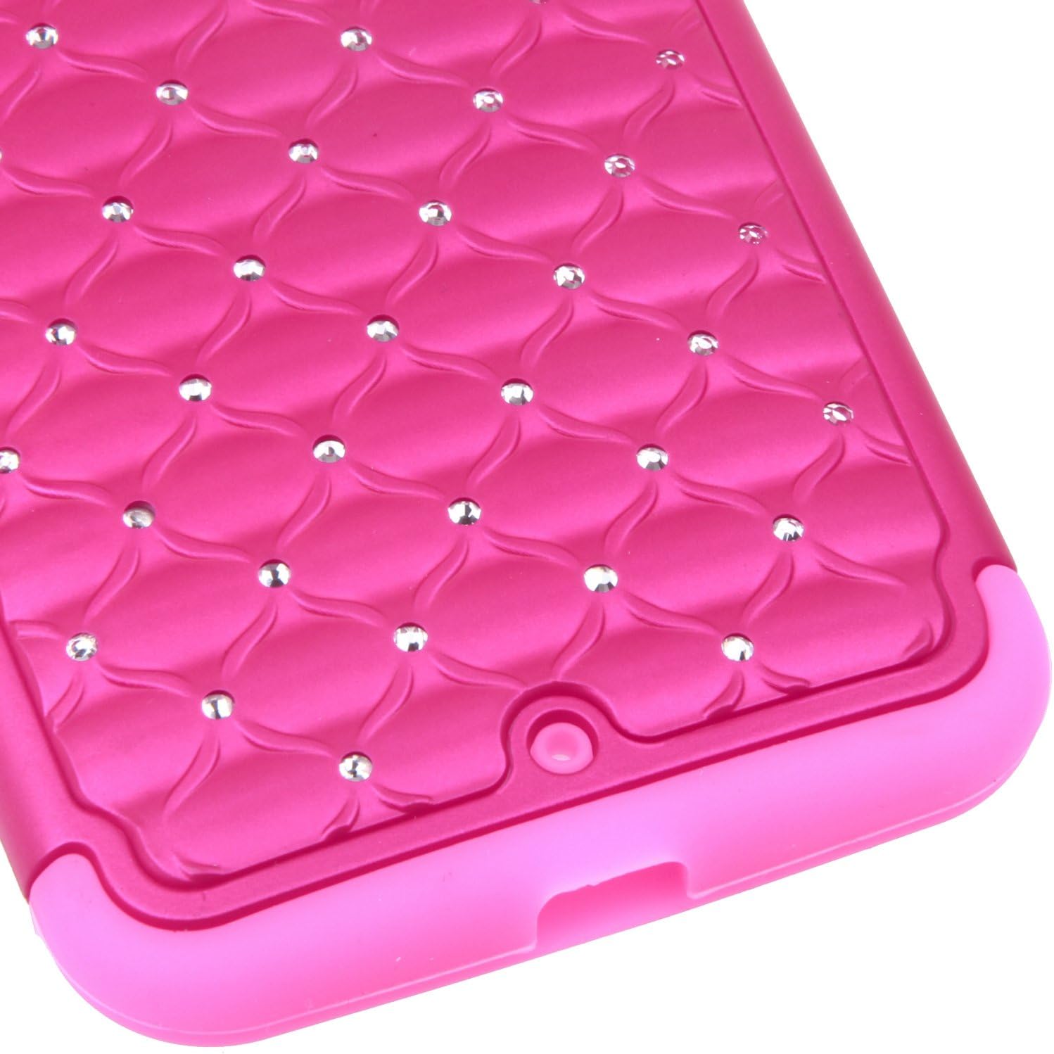 Moto X 2nd Gen Case, Moto X 2 Case, Style4U Motorola Moto X (2nd Generation) Studded Rhinestone Crystal Bling Hybrid Armor Case Cover for Motorola Moto X (2nd Gen, 2014 Release Only) with 1 HD Screen Protector and 1 Stylus [Hot Pink / Hot Pink]