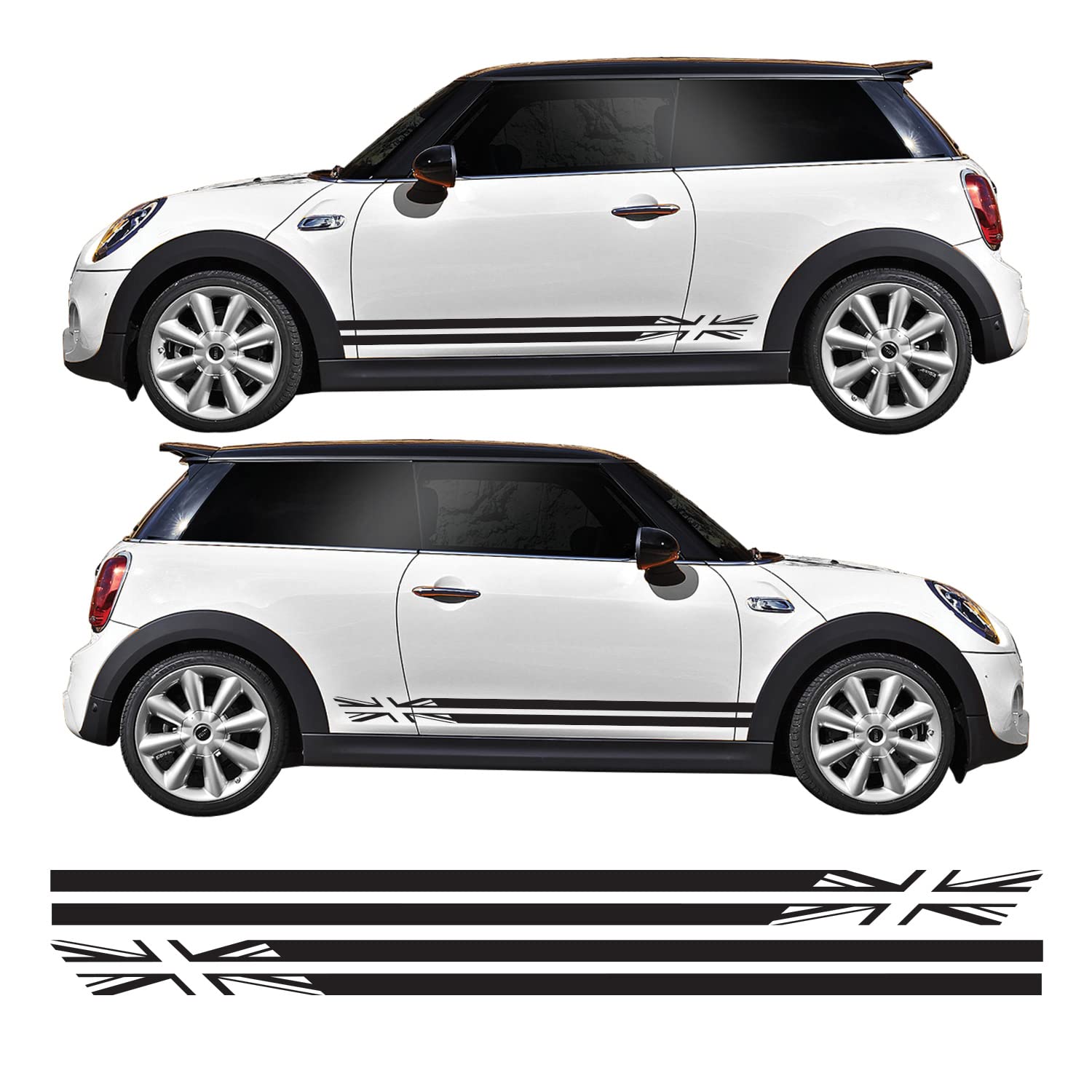 Union Jack GB England Racing Side Stripe Vinyl Decals Sticker Graphics Fits F56 Mini Cooper S, One, JCW