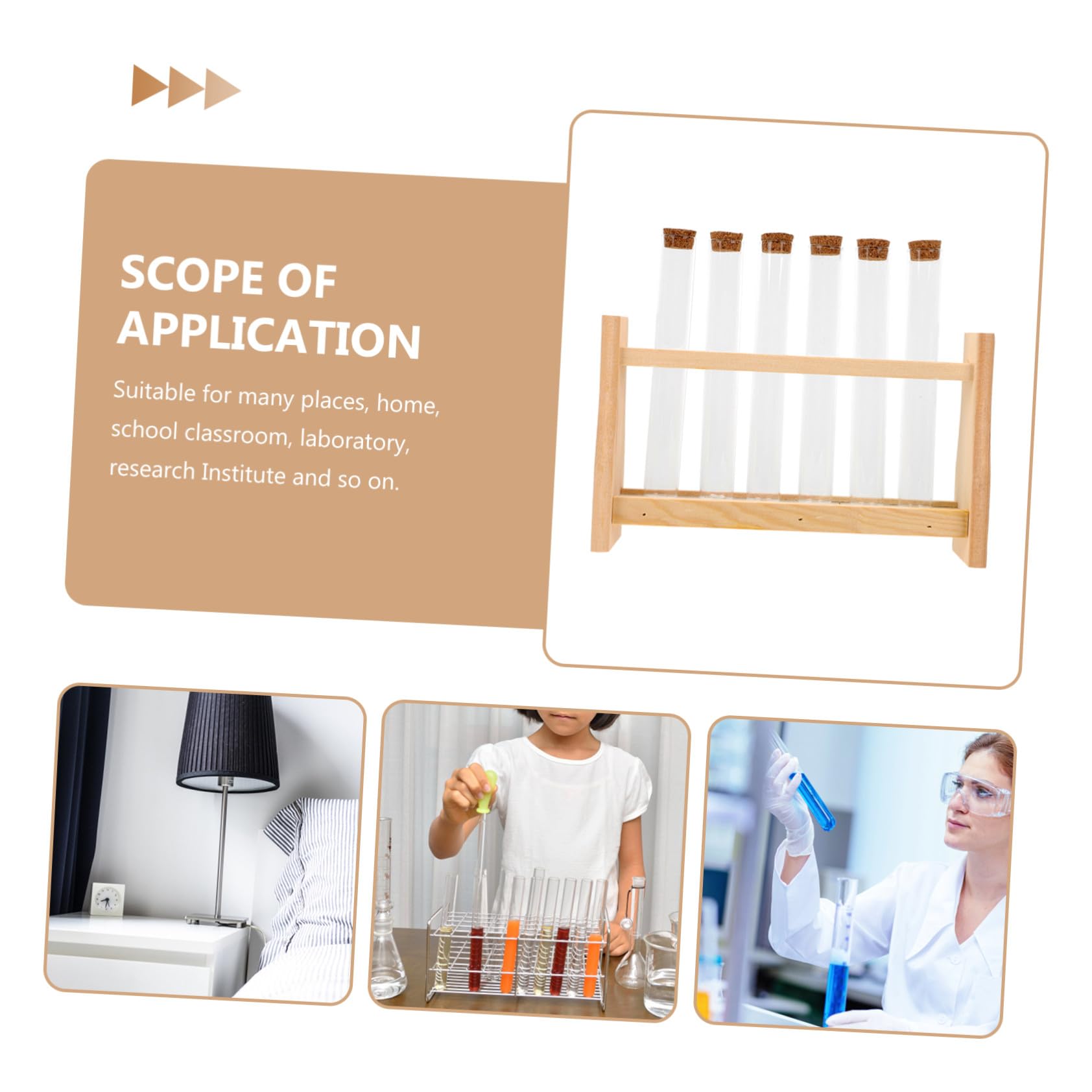 IMIKEYA Supporto per Provette in Vetro con Portaprovette in Legno Supporto per Provette da Laboratorio Versatile per Esperimenti Scientifici Lezioni di Chimica e Uso Domestico Compatto e