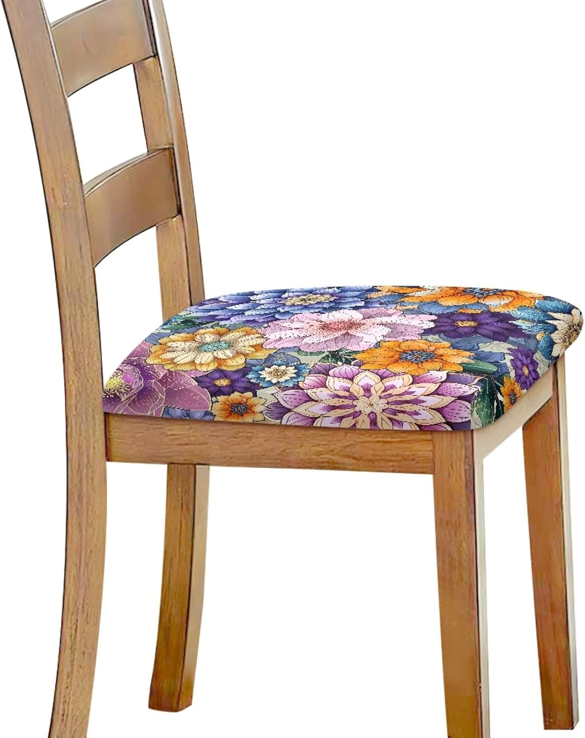 Boho Floral Chair Seat Cushion Covers Set of 4,Stretch Dining Chair Seat Covers 14"-19" Removable Chair Covers Seat Protector Pink Chair Seat Cushion Slipcovers Dust-Proof Cushion Cover
