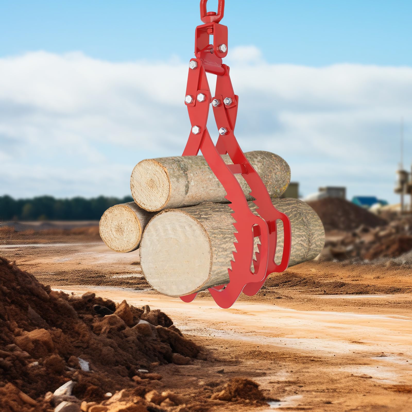 Bacacoo Log Lifting Tongs, 28inch 4-Claw Log Lifting Tongs, Timber Lifting Tongs for Truck, ATV, Tractor and Skidder, Logging Tongs (Red)