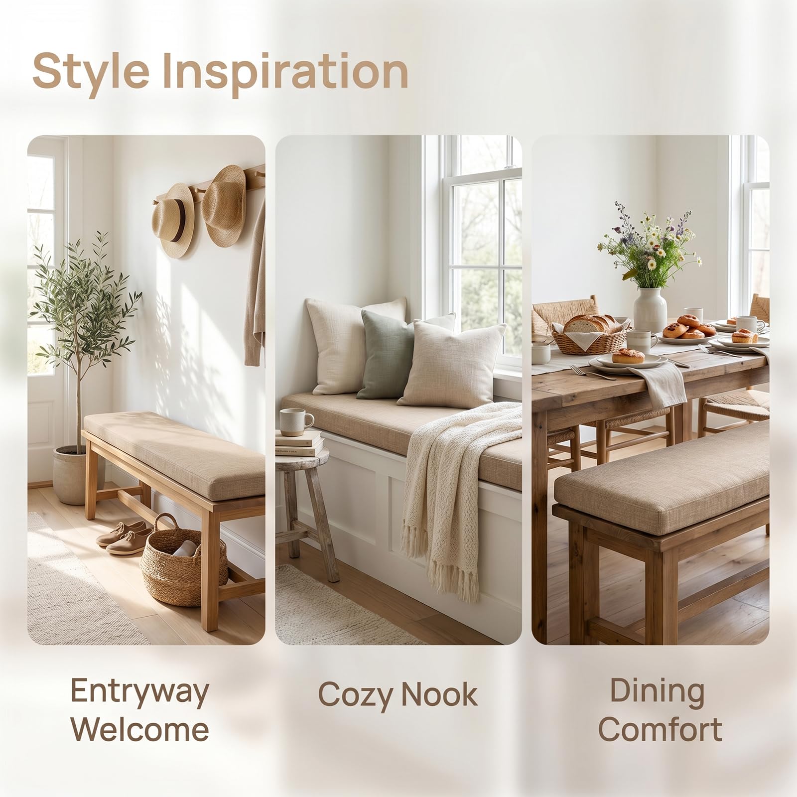 Cojines de banco de lino grueso personalizados para muebles de interior, cojín de espuma 55D para ventana, rincón de desayuno, vestíbulo, banquete