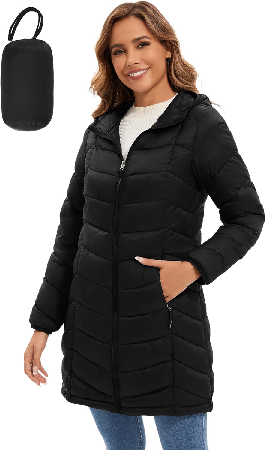 ANOTHER CHOICE Women Puffer Jacket with Hood Packable Warm Lightweight Puffy Coat