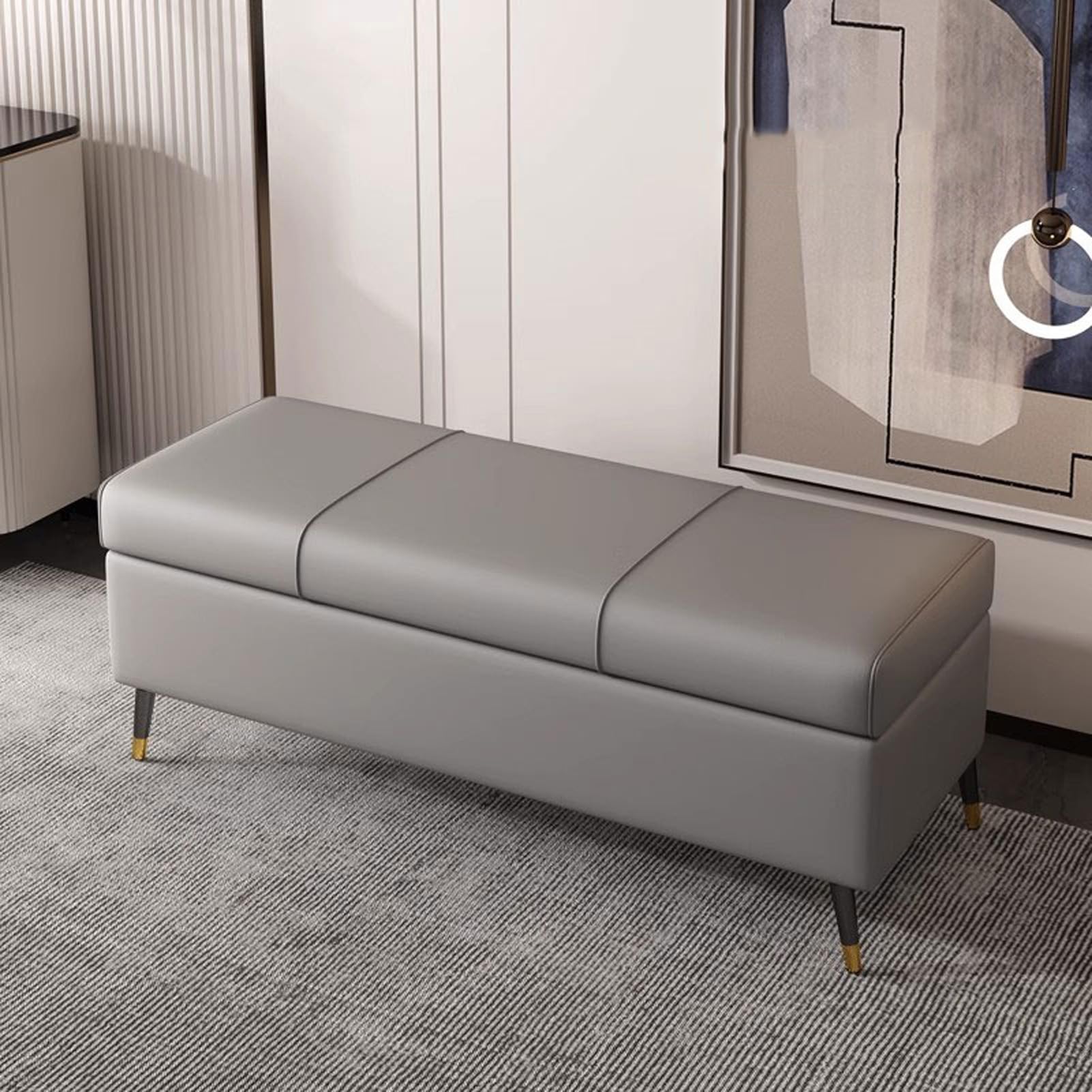 Solution d'assise de salon polyvalente et banc de rangement en cuir