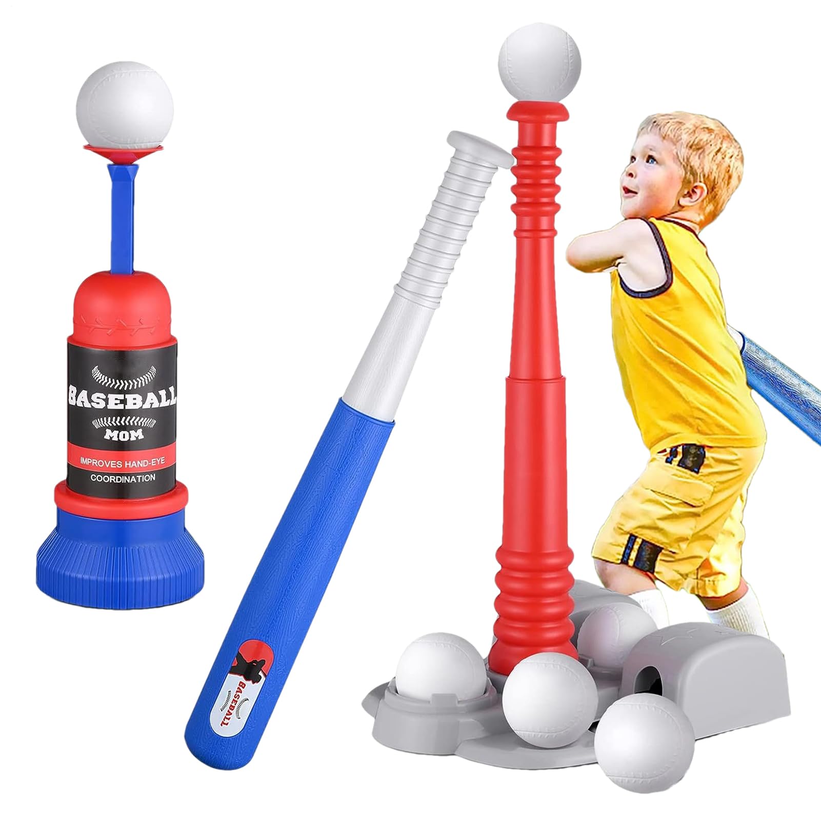 Generisch Spielzeug für – 1–3 cm großes -Set, tragbare Outdoor-Wurfspiele für Kinder, interaktives Baseball-Spielzeug | Baseball-Set | Verstellbare Baseballschläger, Tballspiele für
