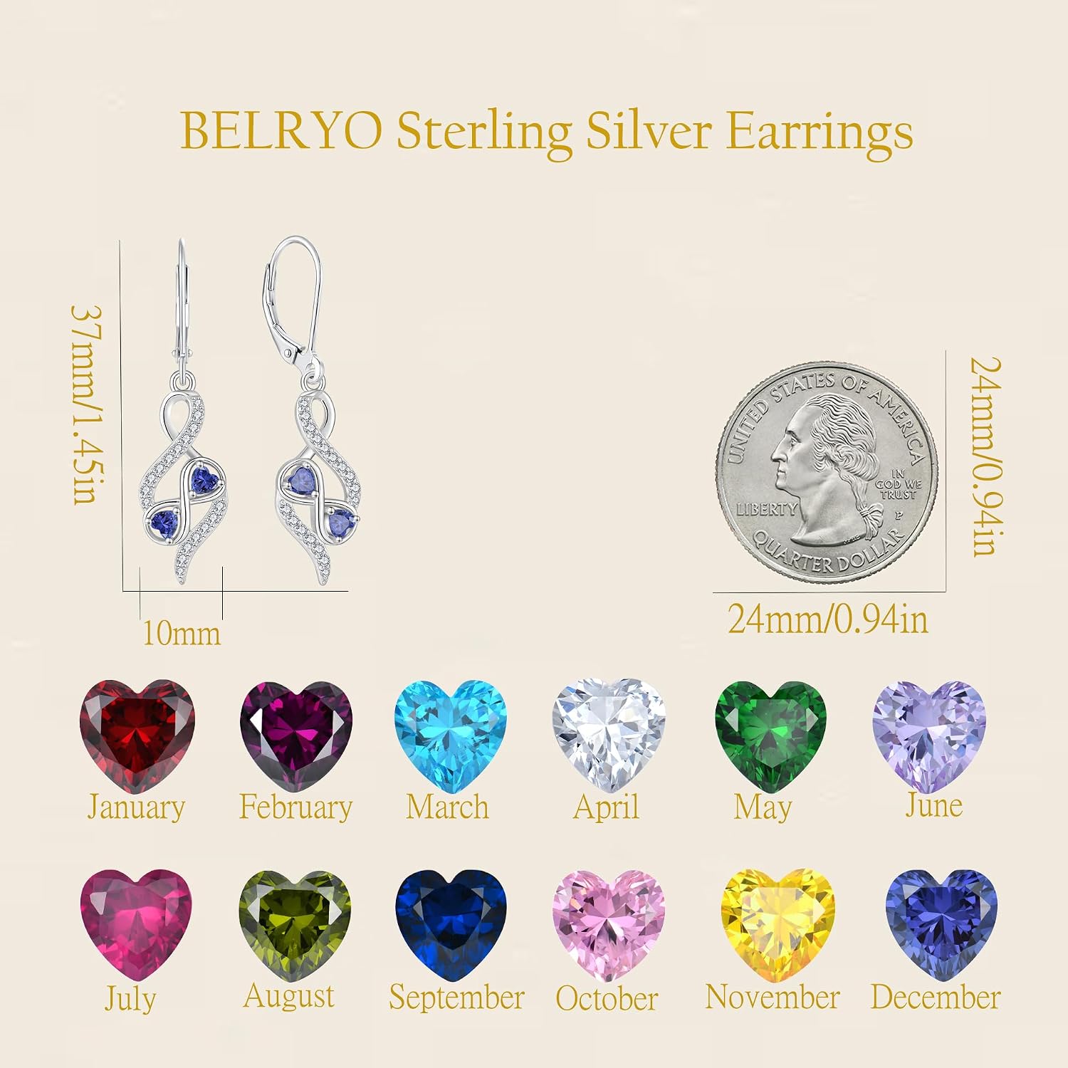 Infinity Leverback Women's Earrings 925 Sterling Silver Dangle Earrings Sparkling Cubic Zirconia Wedding Earrings for Bride
