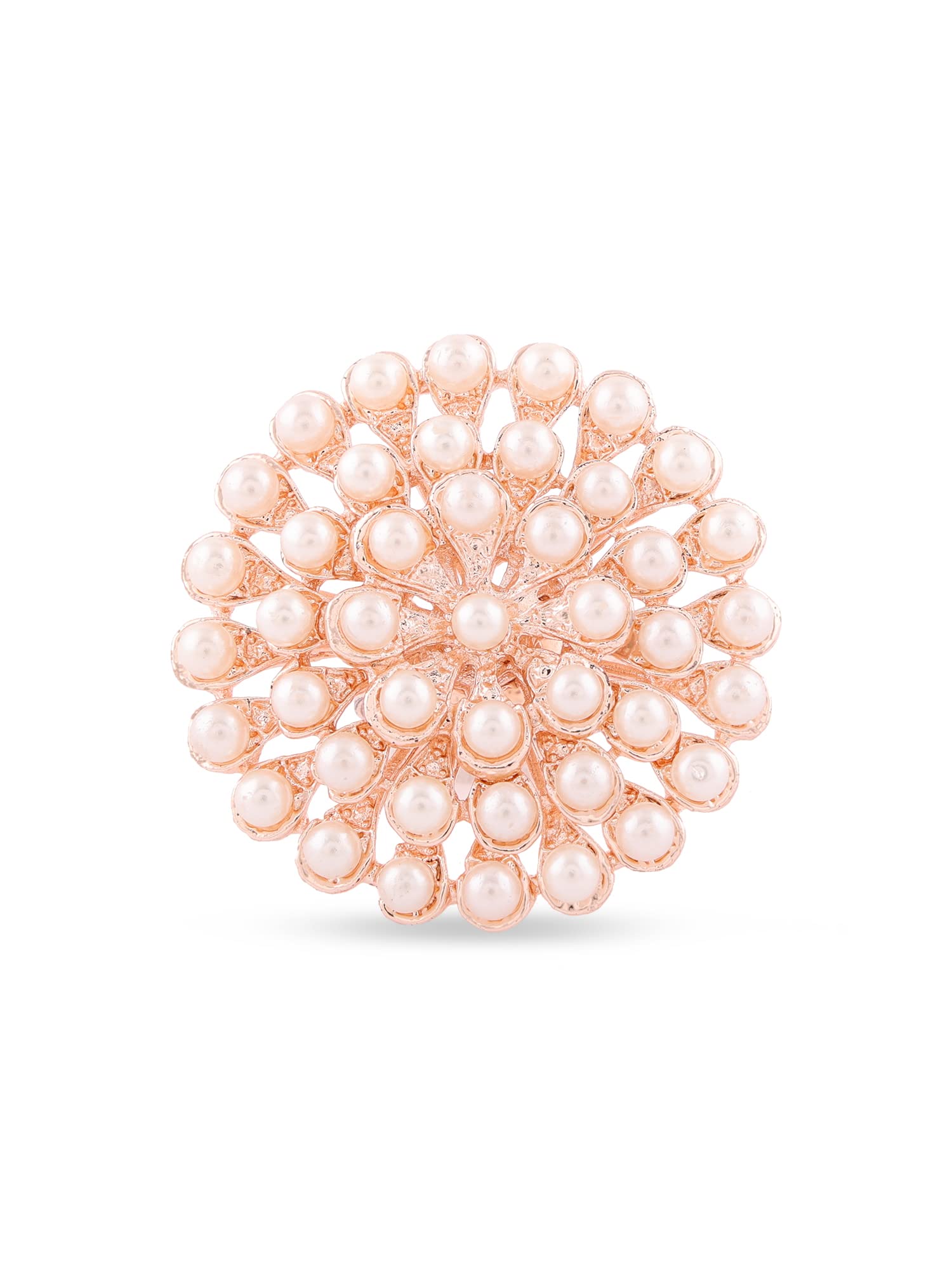 ZAVERI PEARLS Rose Gold Flower Shape Pearls Studded Adjustable Finger Ring For Women-ZPFK14493 (B0B6J23KRW) Amazon Price History, Amazon Price Tracker