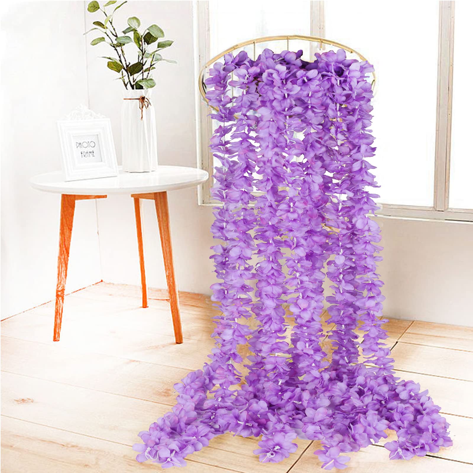 Amazon | 10個 (32.8フィート) 造花 藤の花 紫のつる ラッタ  