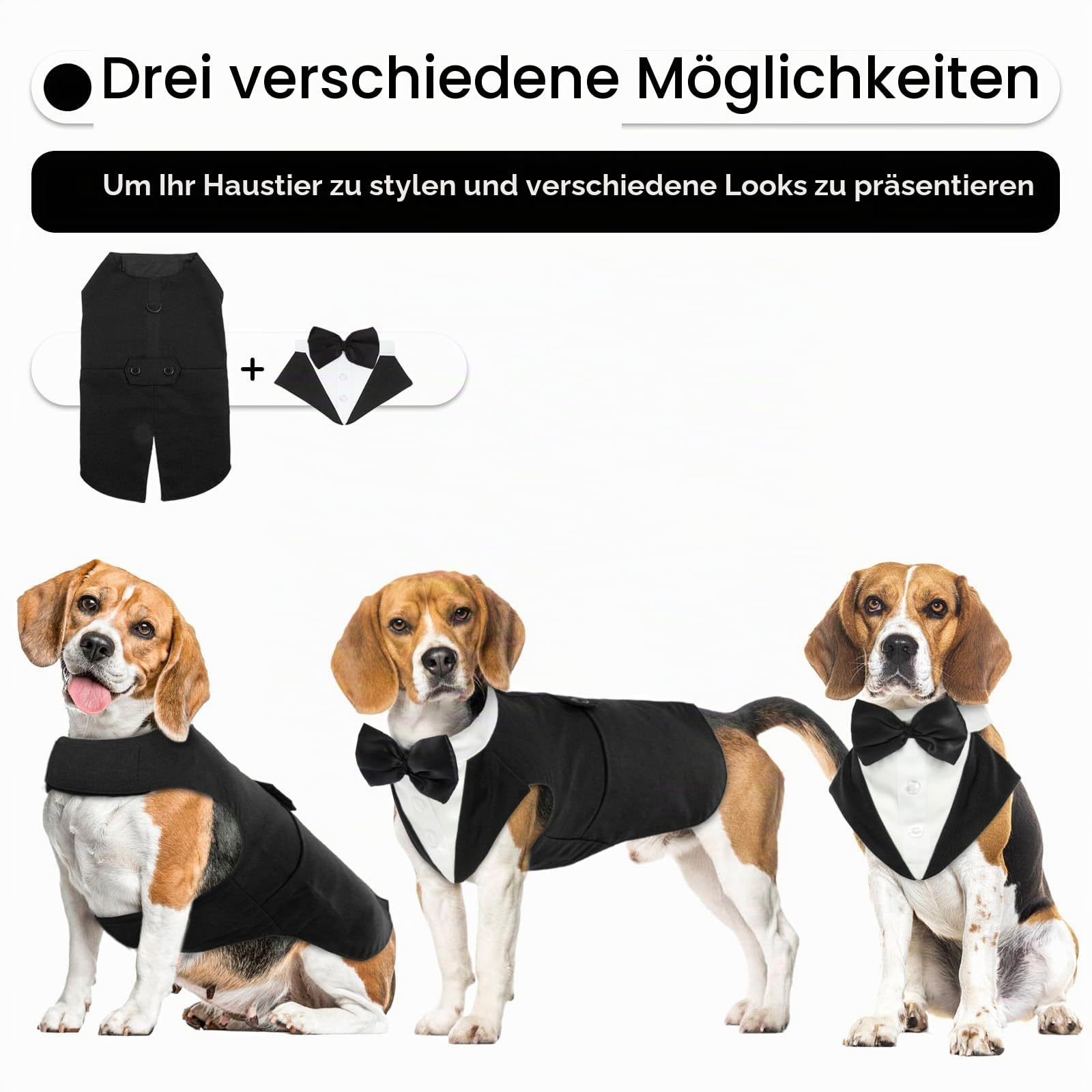 Hund Smoking Anzug & Bandana Set, Hund Hochzeit Anzug, Hundekostüm für Kleine, Mittlere und Große Hunde, Hundekleidung für Hochzeit, Geburtstage, Partys Weihnachten und Halloween-Schwarz XXL