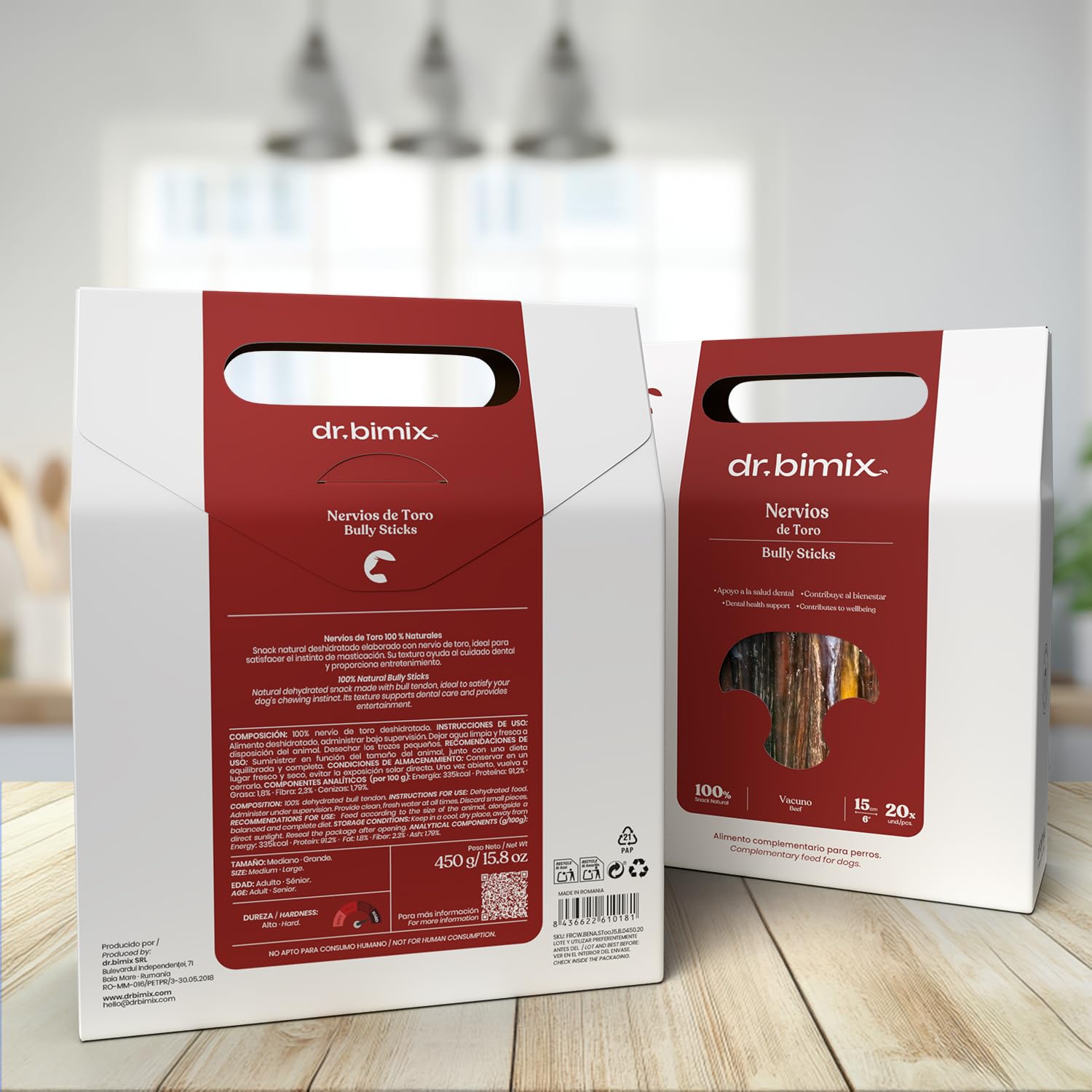 Nervios de Toro para Perros | Snack Natural Deshidratado | Salud Dental y Bienestar | Alta Dureza | Sin Aditivos - 450g - 1 Pack (20 Unidades)