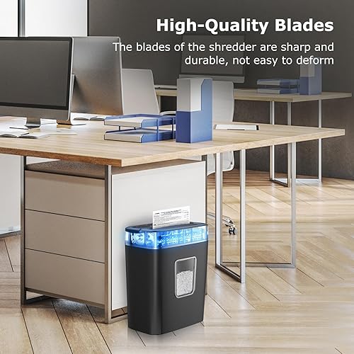 Miniatura 8 de Bonsaii Trituradora de papel microcortada de alta seguridad de 6 hojas, tarjetas de crédito, correo, grapas, clips, para uso doméstico con