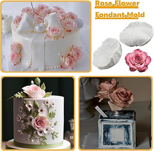 Vista 22 de Molde de veteado de silicona para pasta de goma, molde para pasta de goma, molde de flores de peonía, molde de vetas para decoración de pasteles