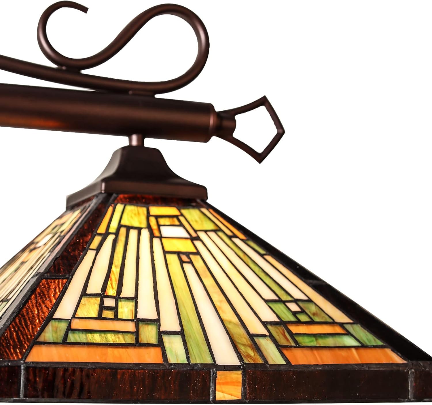 Capulina Tiffany Lamp Stained Glass Pool Table Light 3-Light 12 Inches Wide Amber Brown Antique Tiffany Style Pendant Light Chandelier Decor for Dining Room Kitchen Island Pool Table Hall Farmhouse