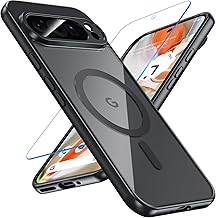 OWKEY For Google Pixel 9 Pro XL Case, Magnetic Mobile Phone Case for MagSafe with Protection Glass Thin Military Protection Protective Case (Black)