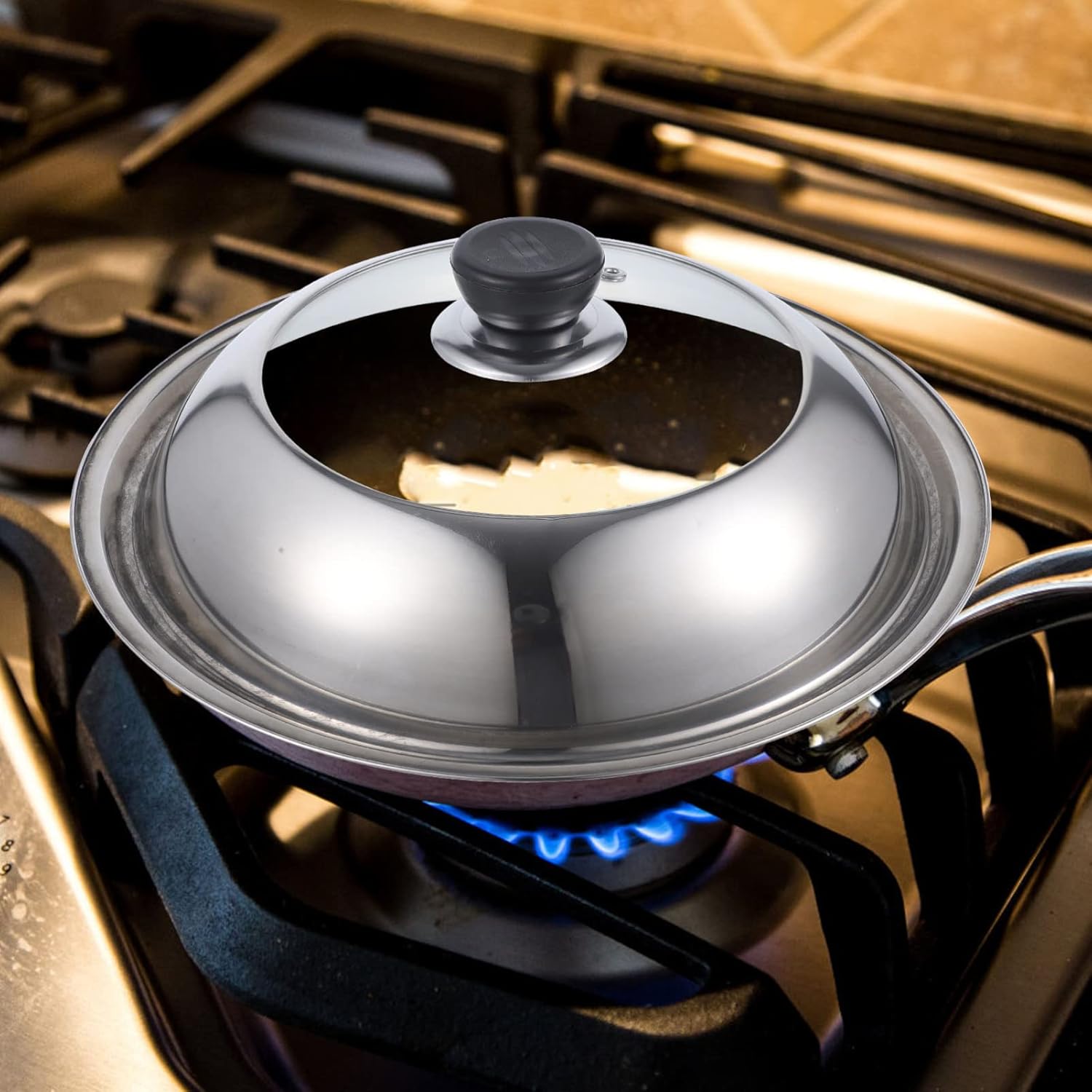 YARNOW 11 Inch Visible Pot Cover with Knob Transparent Glass Lid for Cooking Frying Pan and Wok Kitchen Cookware Accessory - Image 2