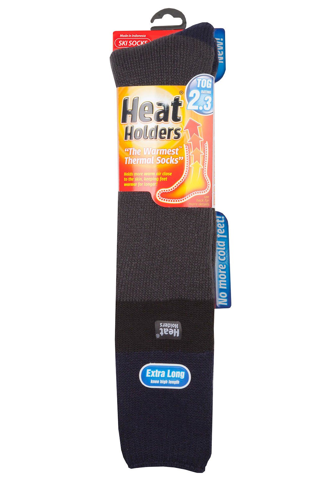 Heat Holders Men's Thermal Long Ski Socks Size 7-12 US Charcoal/Black/Navy