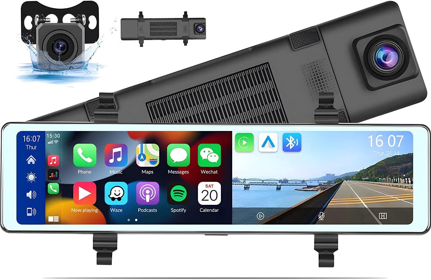Kit Monitor Auto 4,3 Pollici Con Telecamera Retromarcia 8 LED - Visione Notturna, Impermeabile IP68, Doppio Ingresso AV