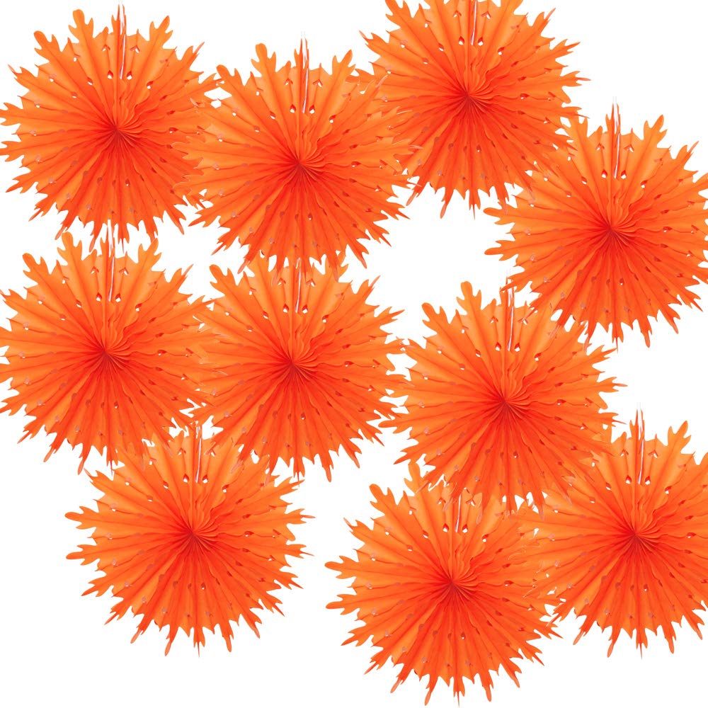 Time To Sparkle Burnt Orange 8"(20Cm)-10Pcs Hanging Fans Tissue Paper Fan Paper Flowers Baby Shower Birthday Wedding Snowflake Christmas | Fan- |