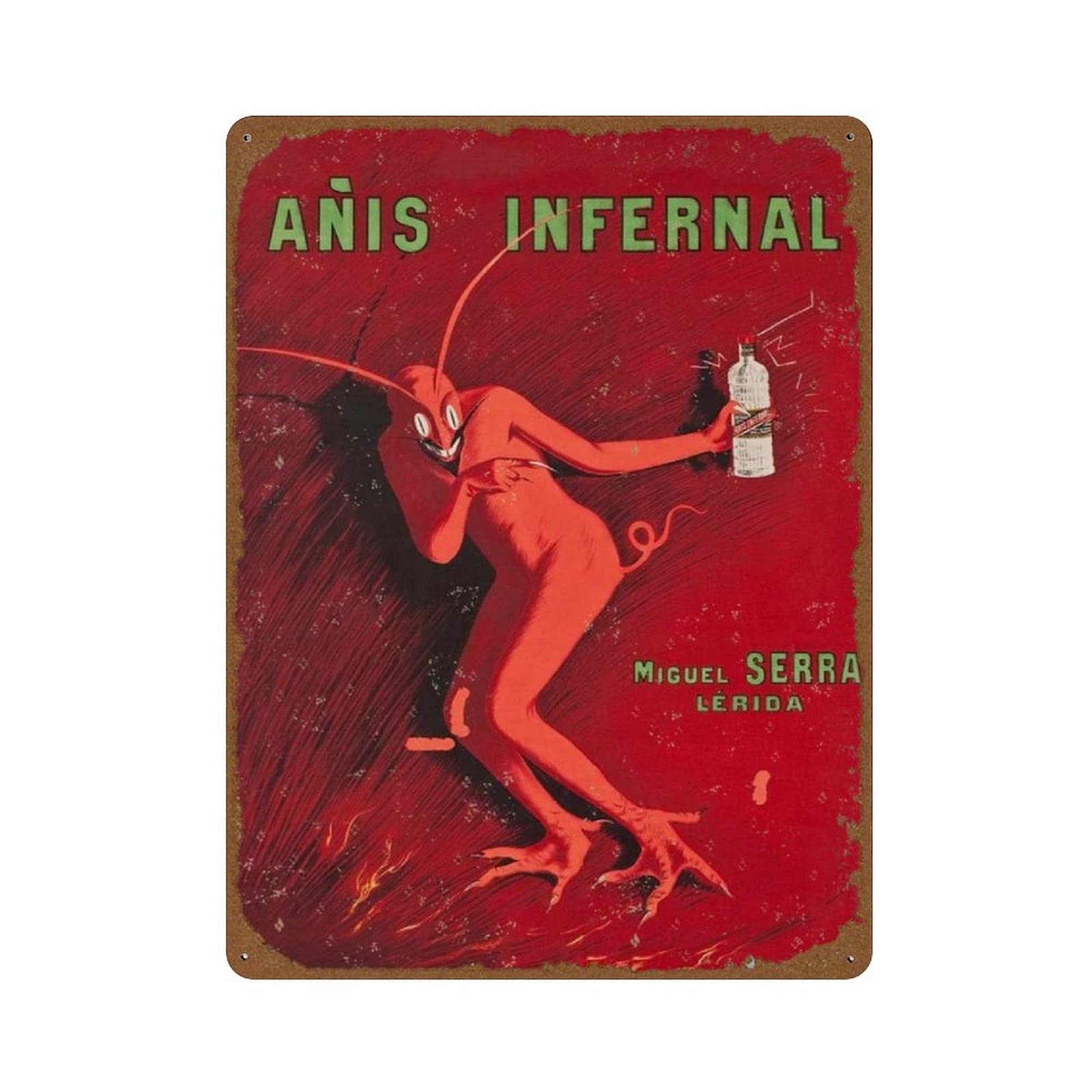 peiyeety Anis Infernal Miguel Serra' 1905 Vintage Art Deco Poster Novelty 12x16 Tin Sign Metal Poster Wall Funny Man Cave Cool Wall Door Warning Sign Aluminum Metal Tin Sign Vintage Style Wall Decor