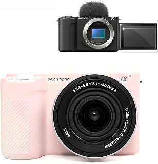 Case for Sony Alpha ZVE10 II Camera Accessories, ZV-E10 II Soft Silicone Protective Case with Screen Protector, Lightweight, Anti-Scratch for Sony ZV E10 II Cover (Misty Pink)