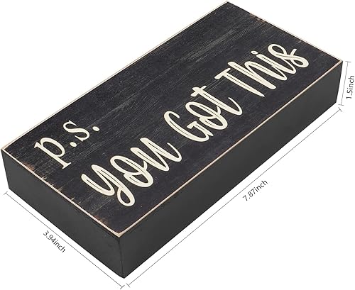 Miniatura 3 de Esur Escritorio motivacional de oficina en casa decoración negra letrero de caja de madera de granja para mujer regalo para PS You Got This
