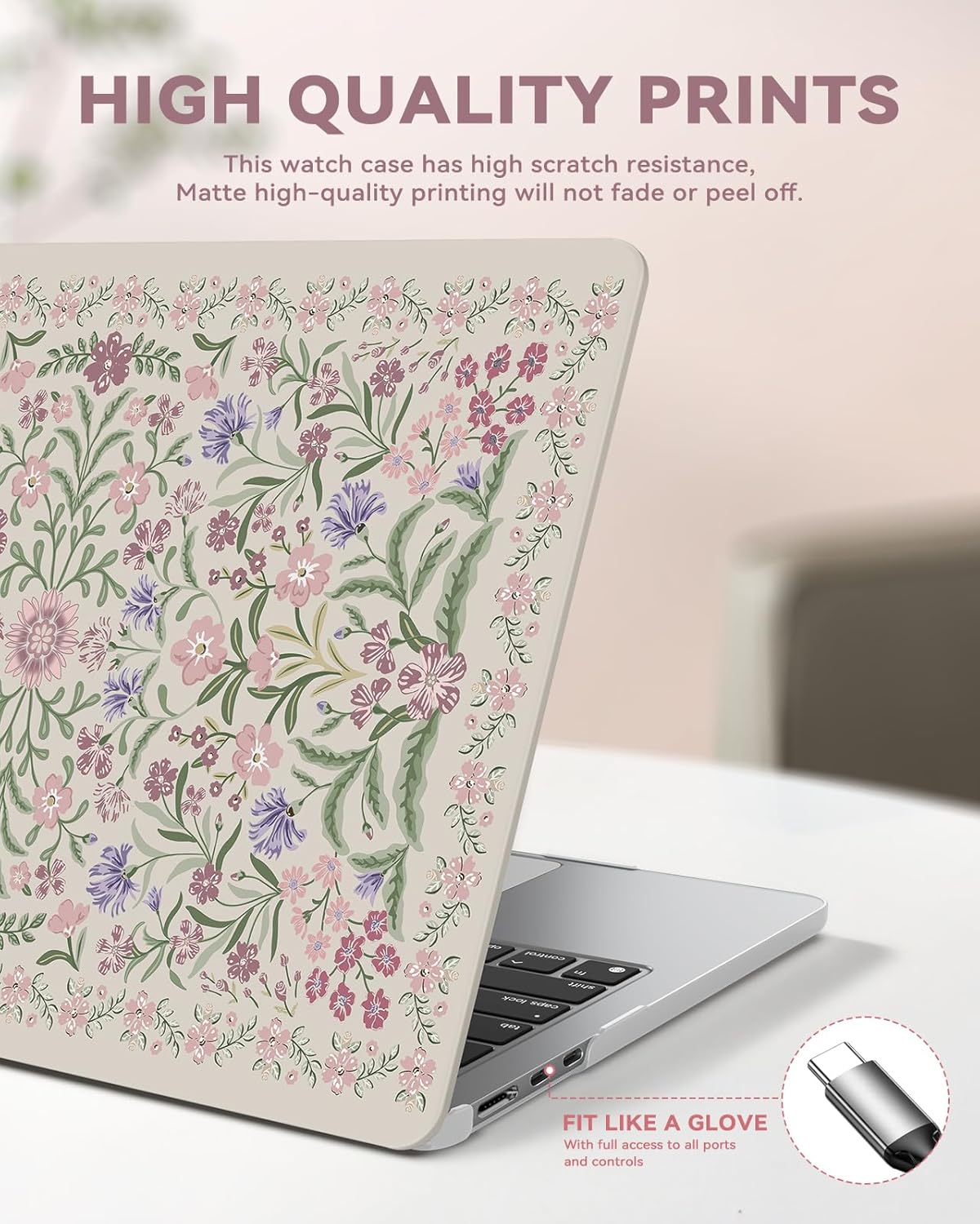 iCasso for M4 MacBook Air 13 inch Case 2026 2025-2022 M3 M2 Model A3240 A3113 A2681, Sturdy Protective Plastic Hard Shell Case for Mac Air 13.6", Keyboard Cover + Screen Protector, Purple Floral - Image 7