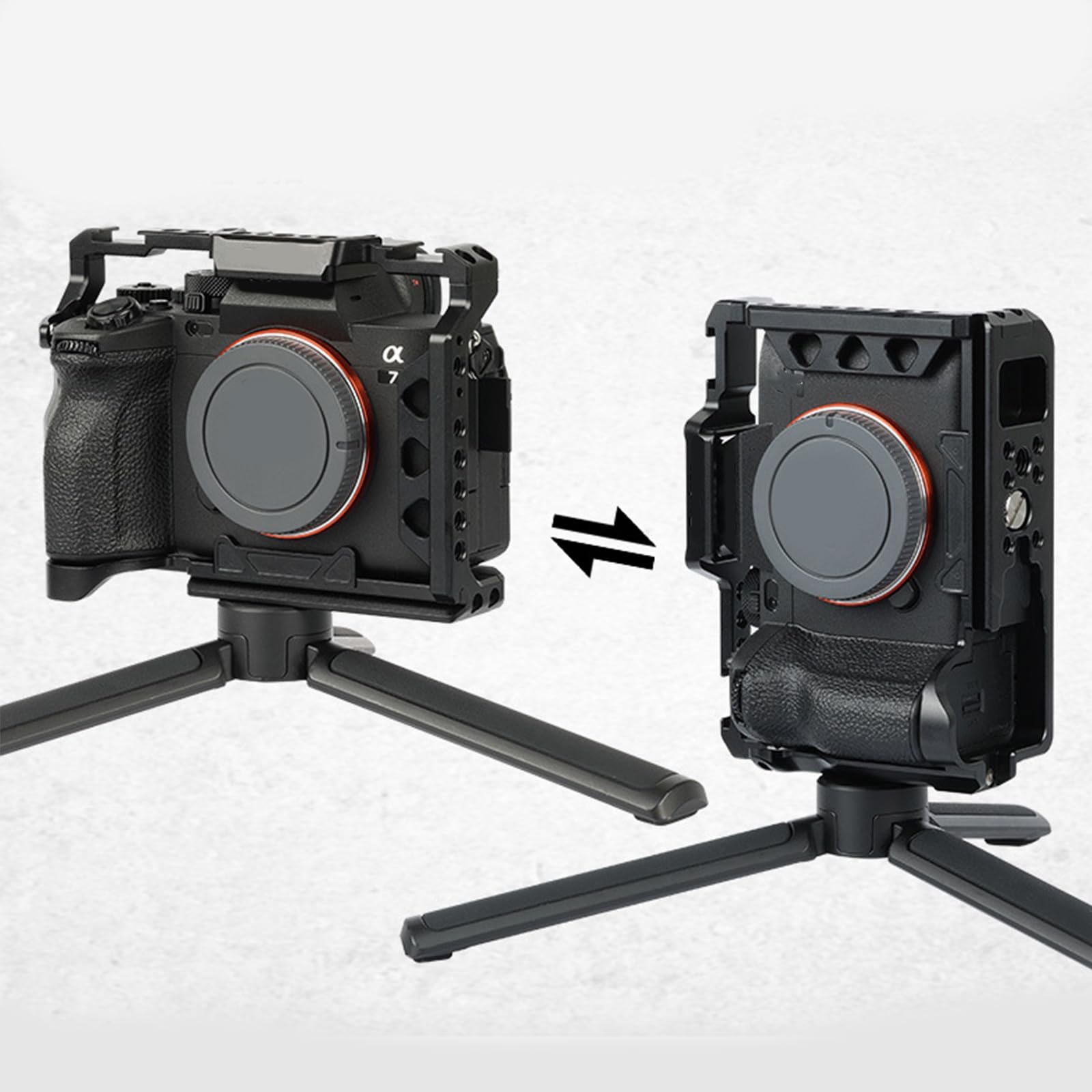 Impugnatura per gabbia per fotocamera, con fori di espansione da 1/4", stabilizzatore di espansione a sgancio rapido, per supporto fotocamera A7M3, A73, A7R3, A7R2