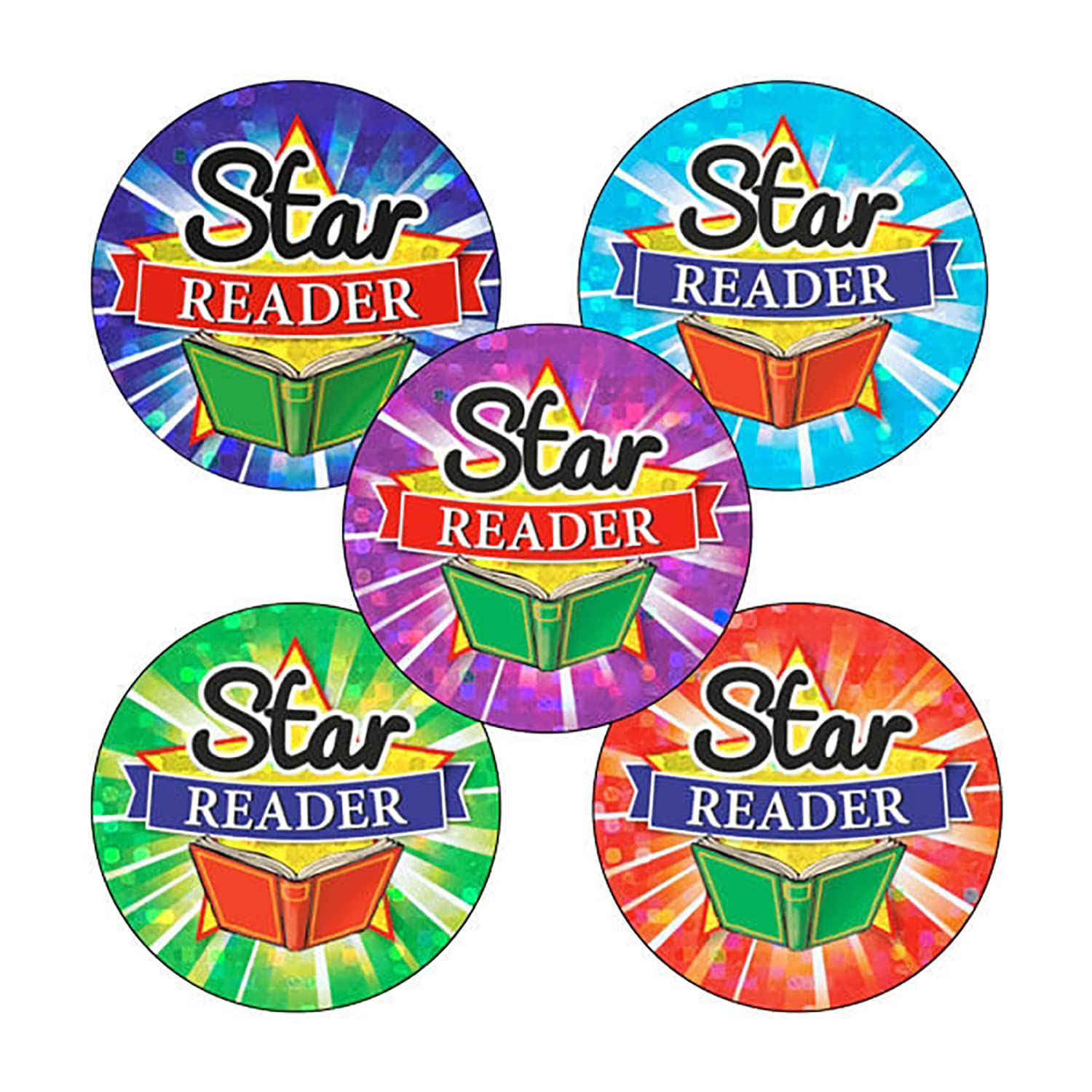 150 Holographic Sparkly Star Reader Comprehension Childrens Pupils School Praise Teachers Stickers 25mm Primary Teaching Services