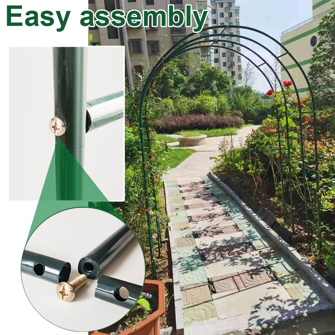 Arco da giardino in metallo, traliccio per piante rampicanti, supporto in ferro per esterni per viti e fiori, 160 x 40 x 220 cm, arco decorativo per matrimoni