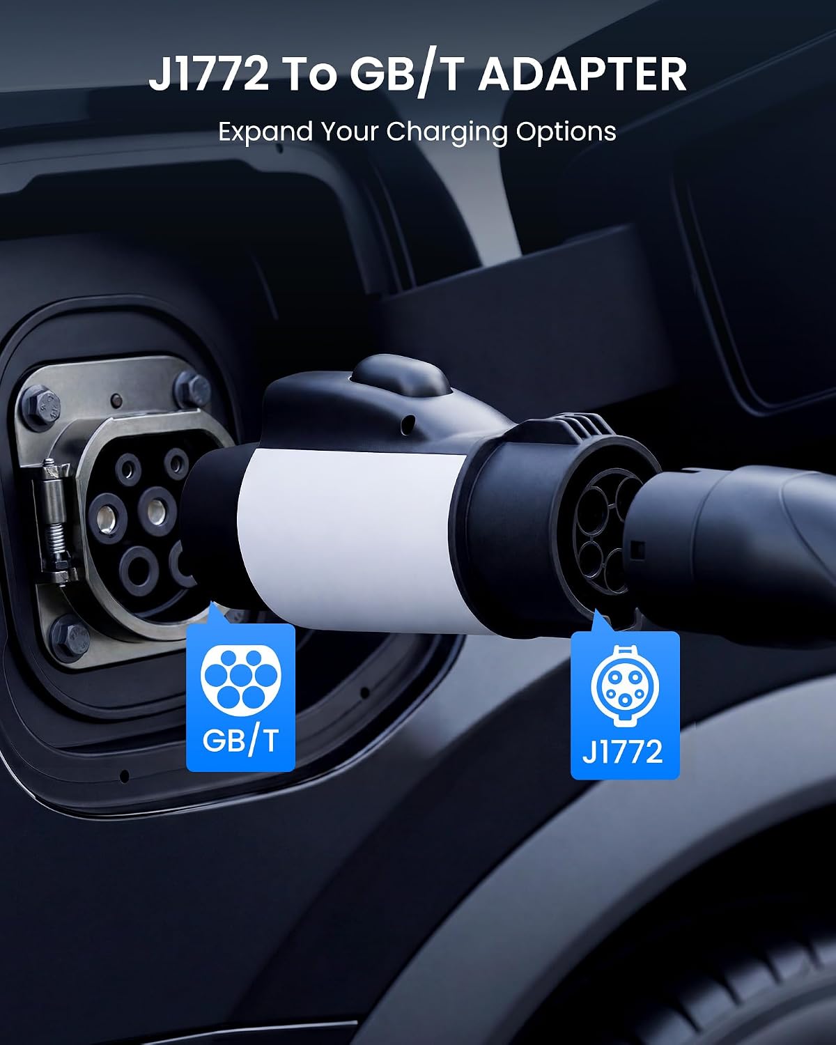 J1772 to GBT EV Adapter, Max 32A 250V for Level 2 AC Chargers
