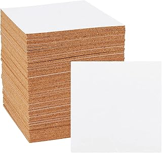 ZOENHOU 100 PCS 4 x 4 Inch Self Adhesive Cork Sheets, 2mm Thick Square Cork Coasters, Cork Backing Sheets, Mini Wall Cork Tiles for Coasters and DIY Crafts