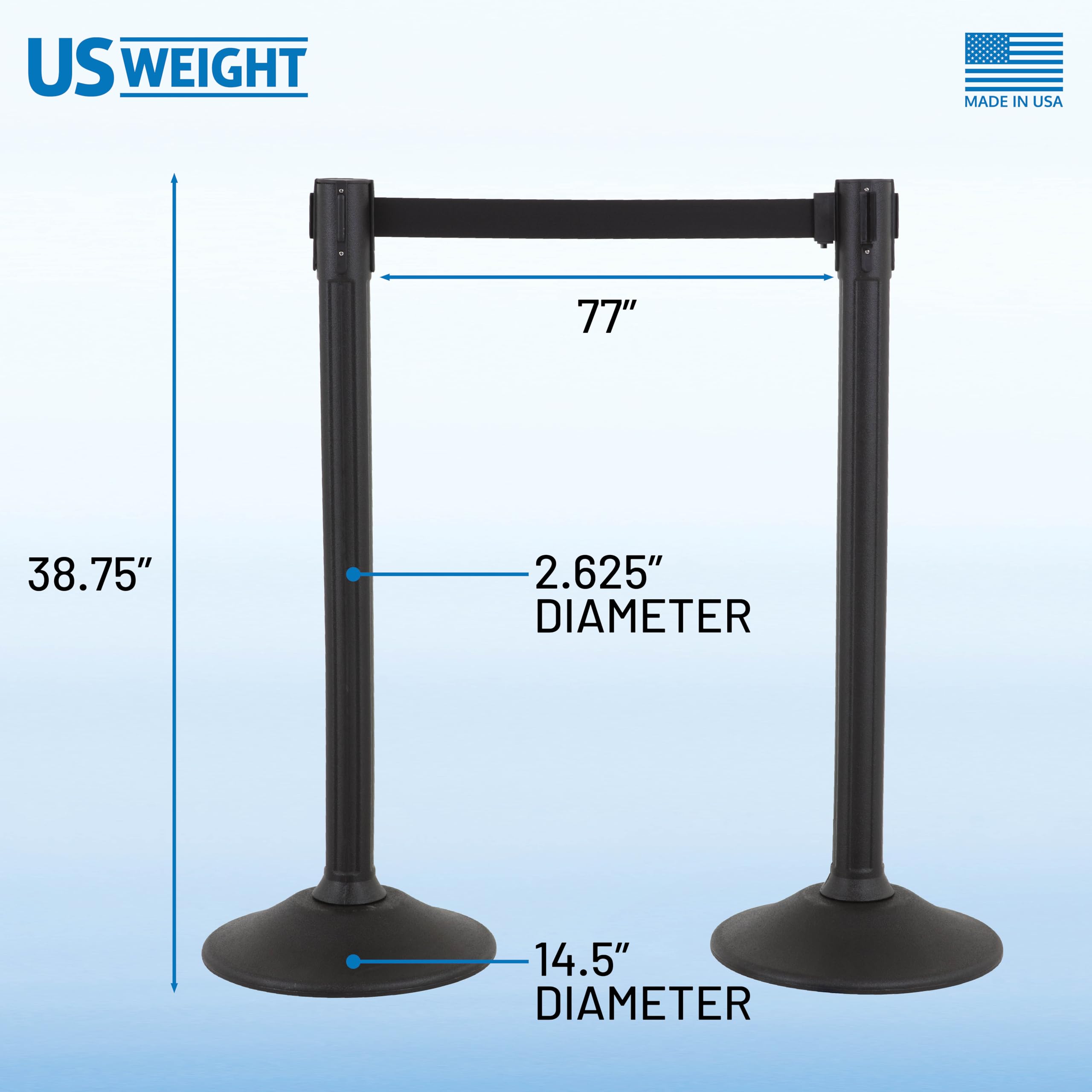 US Weight Sentry Stanchion con cinturón retráctil de 6.5 pies (Chevron colores de seguridad) – Fácil de conectar montaje no requiere herramientas (paquete de 2)