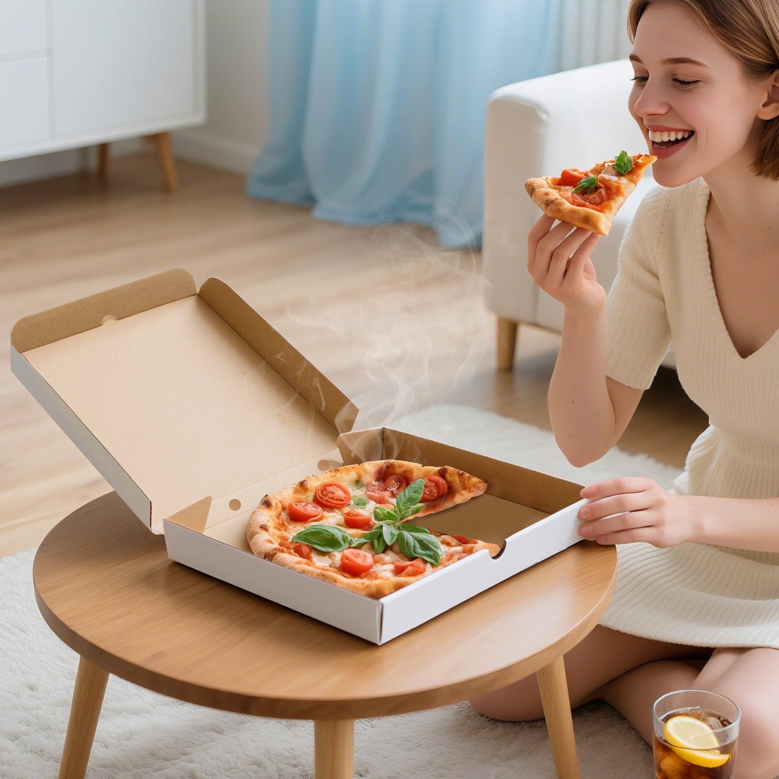 Lot de 40 boîtes à pizza avec doublure en papier, 25,4 x 25,4 x 3,8 cm, mini boîtes à pizza en carton ondulé pour fête, biscuits, gâteaux, mariage, restaurant
