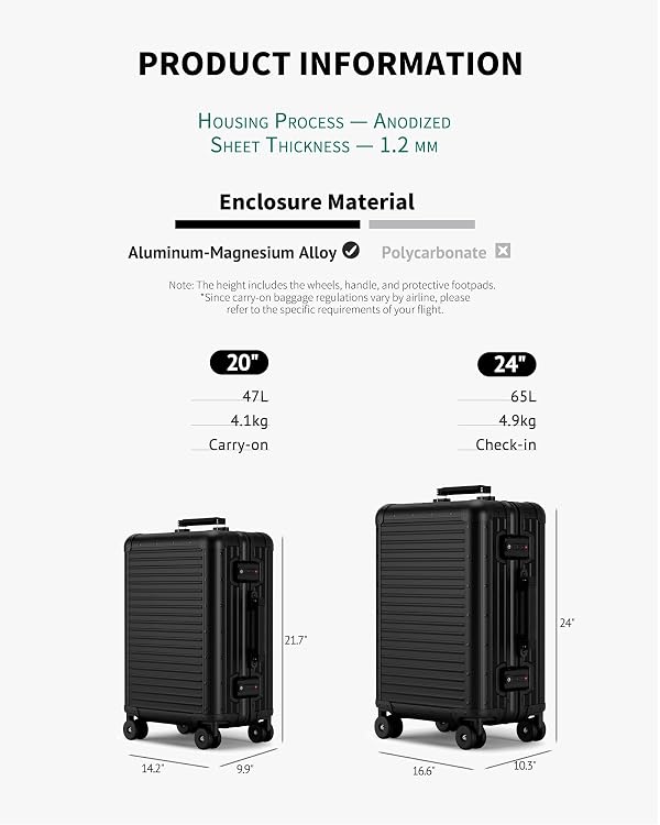 Varyleap All Aluminum Checked in Luggage 24 inch Zipperless Suitcase,Black by Varyleap - Used condition - Image 5
