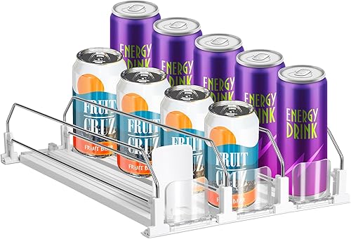 Miniatura 9 de asika Organizador de bebidas para refrigerador, dispensador de latas de soda de ancho ajustable para organizadores y almacenamiento de refrigerador,