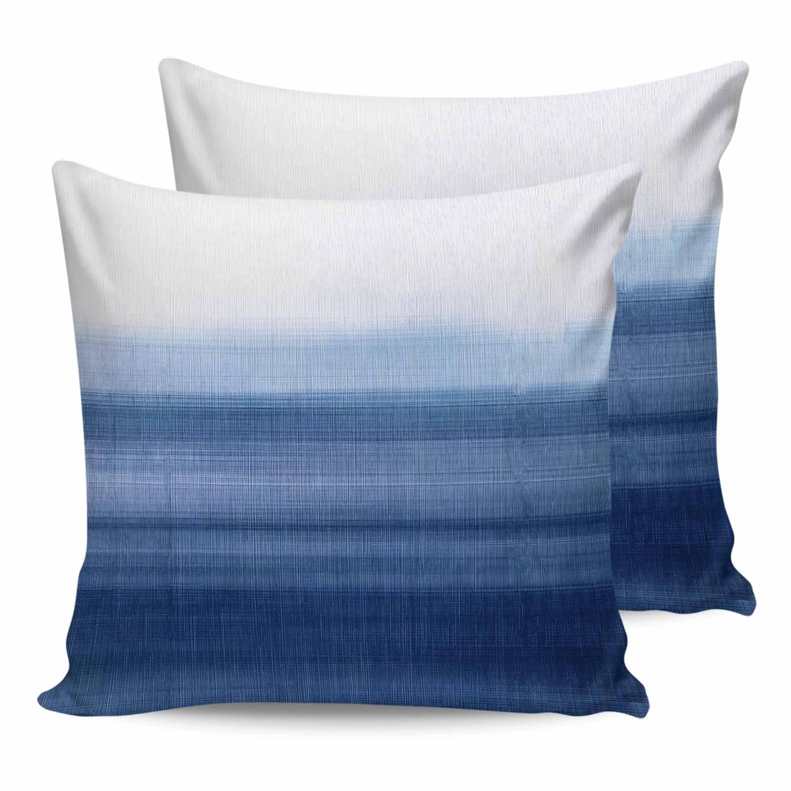 Home L6 Outdoor Waterproof Throw Pillow Covers Set of 2 Navy Blue White Pillowcases 20x20 Inches Ombre Abstract Patio Decorative Pillows Cushion Case