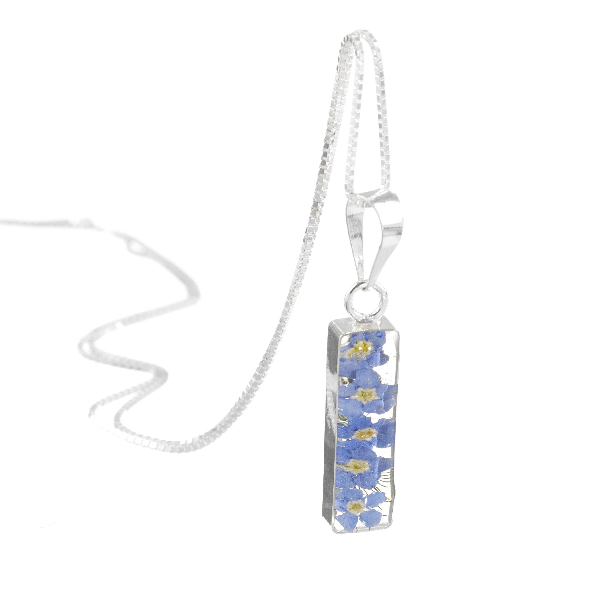 Shrieking Violet, gioiello con ciondolo, color blu, non ti scordar di me, in argento Sterling 925, collana da 45 cm e argento, colore: blau, cod. FP05
