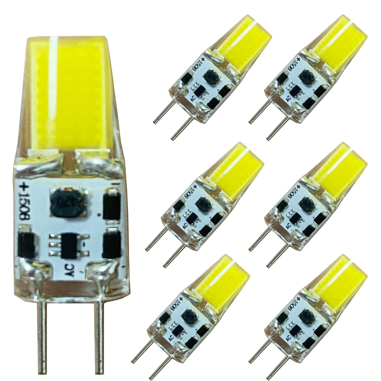 WorldDecorations GY6.35 LED Bulb 5W, Bi-Pin Socket Equivalent to 50W Halogen Bulbs, Bulbs AC/DC 12-24V 360° Beam Angle Not Dimmable Set of 7 (Cool White)