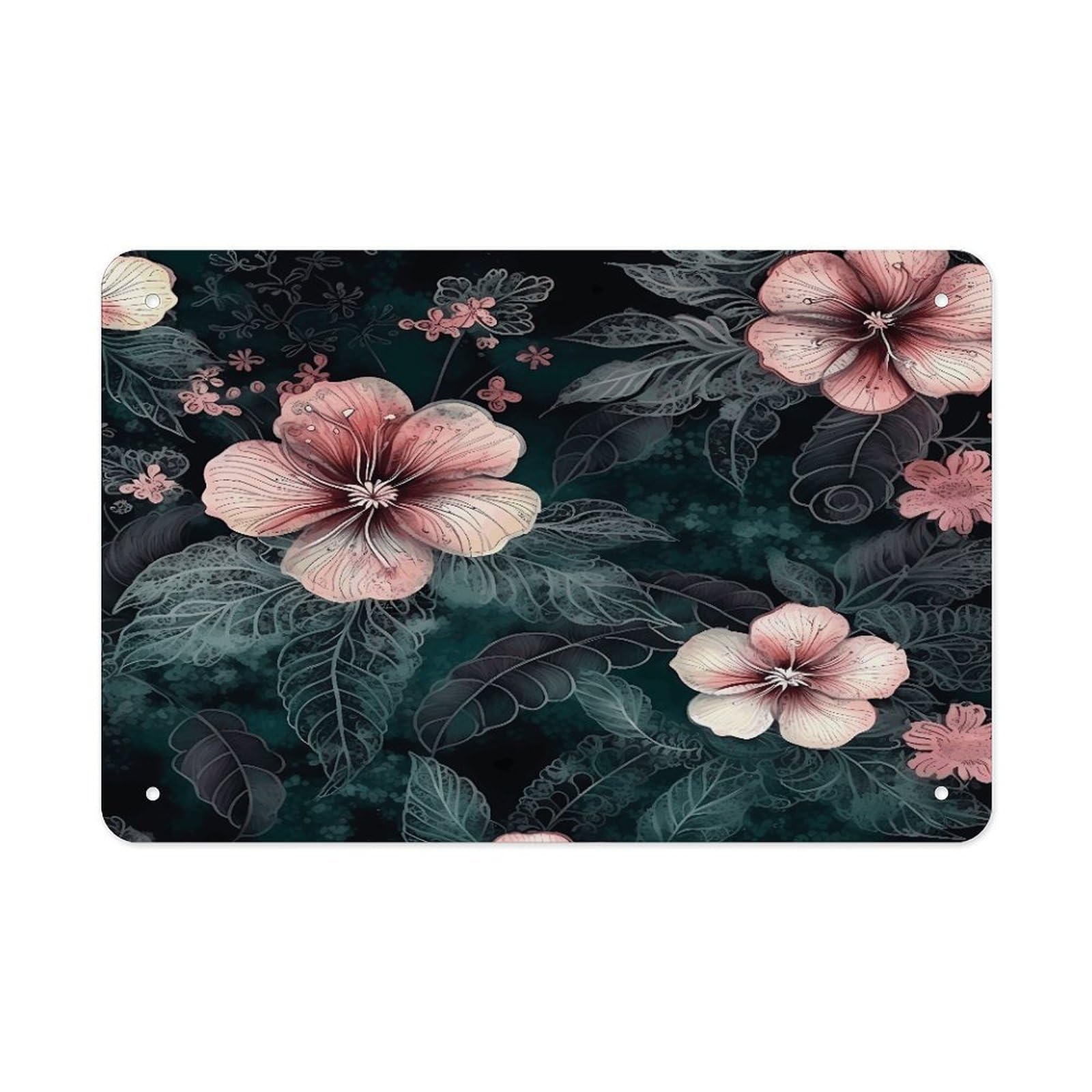 Fekiloot Style Green Leaves And Flowers Metal Signs Wall Art Tin Sign