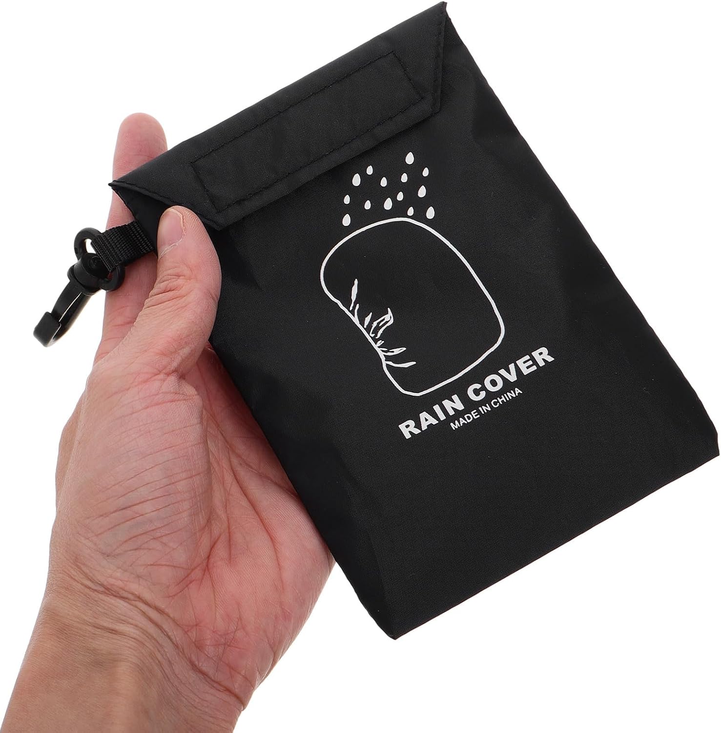 Kisangel Waterproof Rain Cover Backpack Storage Bag with Hook Clip, Polyester Outdoor Camping Organizer Pouch for Hiking and Outdoor Activities, Easy to Carry and Versatile Usage Black