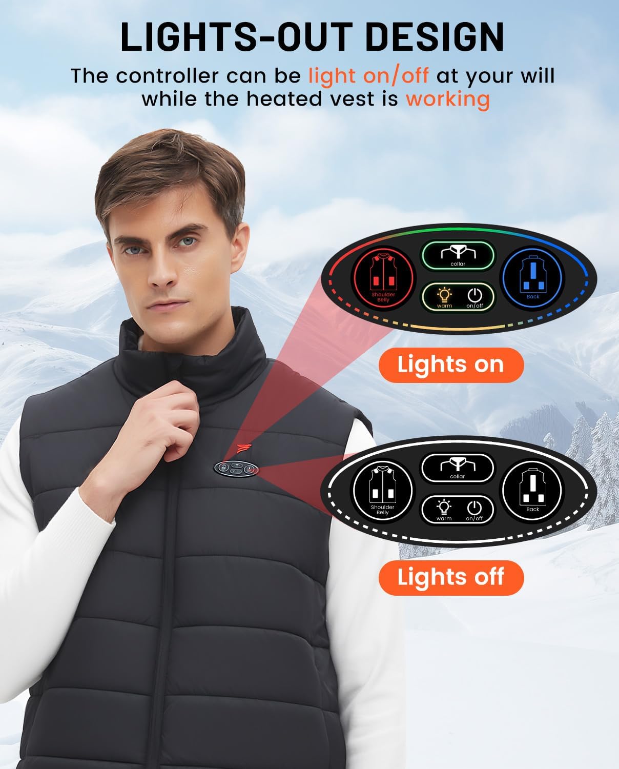 Flyhare Heated Vest for Men with Battery Pack Included 16000mAh 7.4V, Warming Men's Heated Vests Rechargeable Vest Outdoor - Image 5